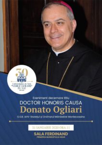 l'abate di Montecassino, Dom Donato Origliari è ad Arad in Romania dove partecipa alla consegna della laurea Honoris Causa