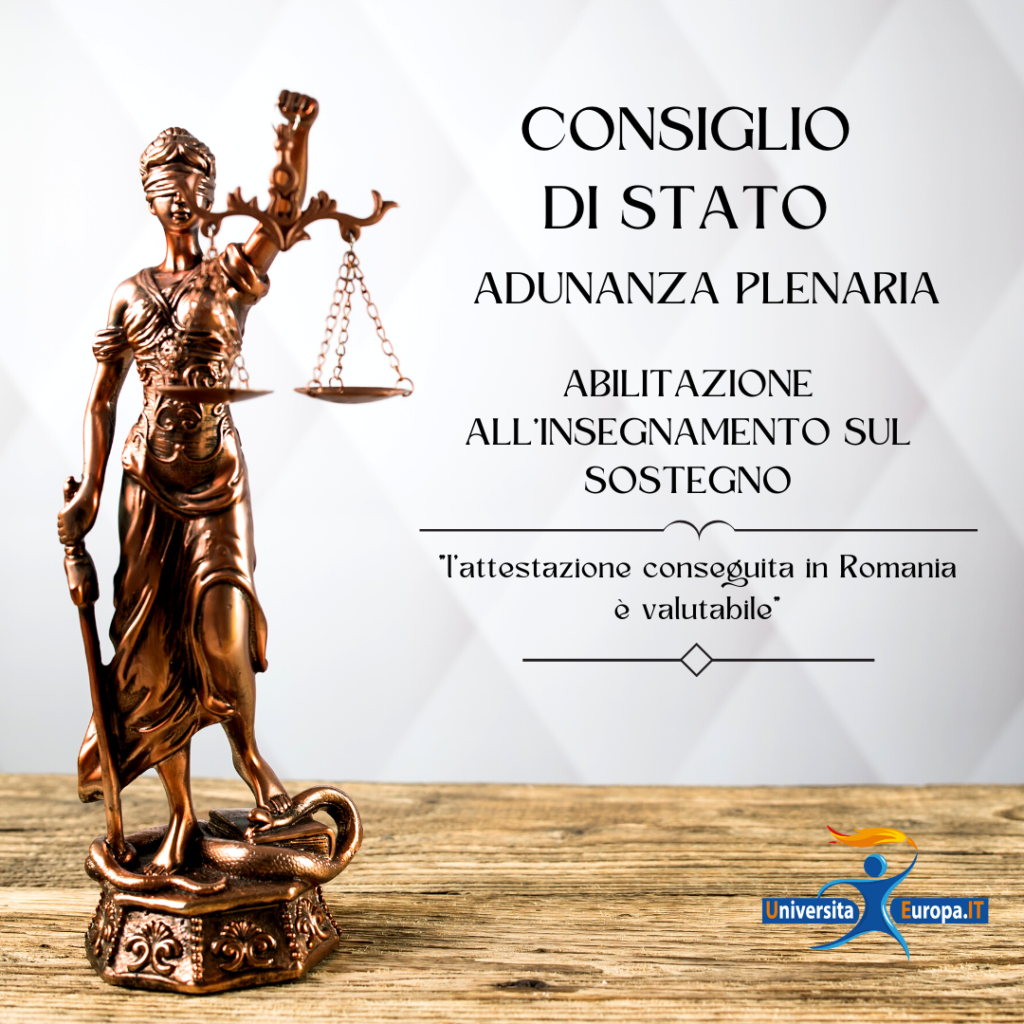 Consiglio di stato Abilitazione all'insegnamento su sostegno